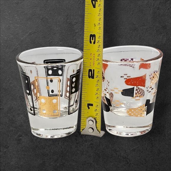 Vintage 2 Anchor Hocking Shot Glasses Mid-Century Barware Mismatched Set MCM - Picture 9 of 10